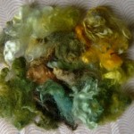 Green-gold-brown rainbow dyed Leicester fleece locks