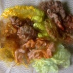Yellow-orange-red rainbow dyed Leicester fleece locks